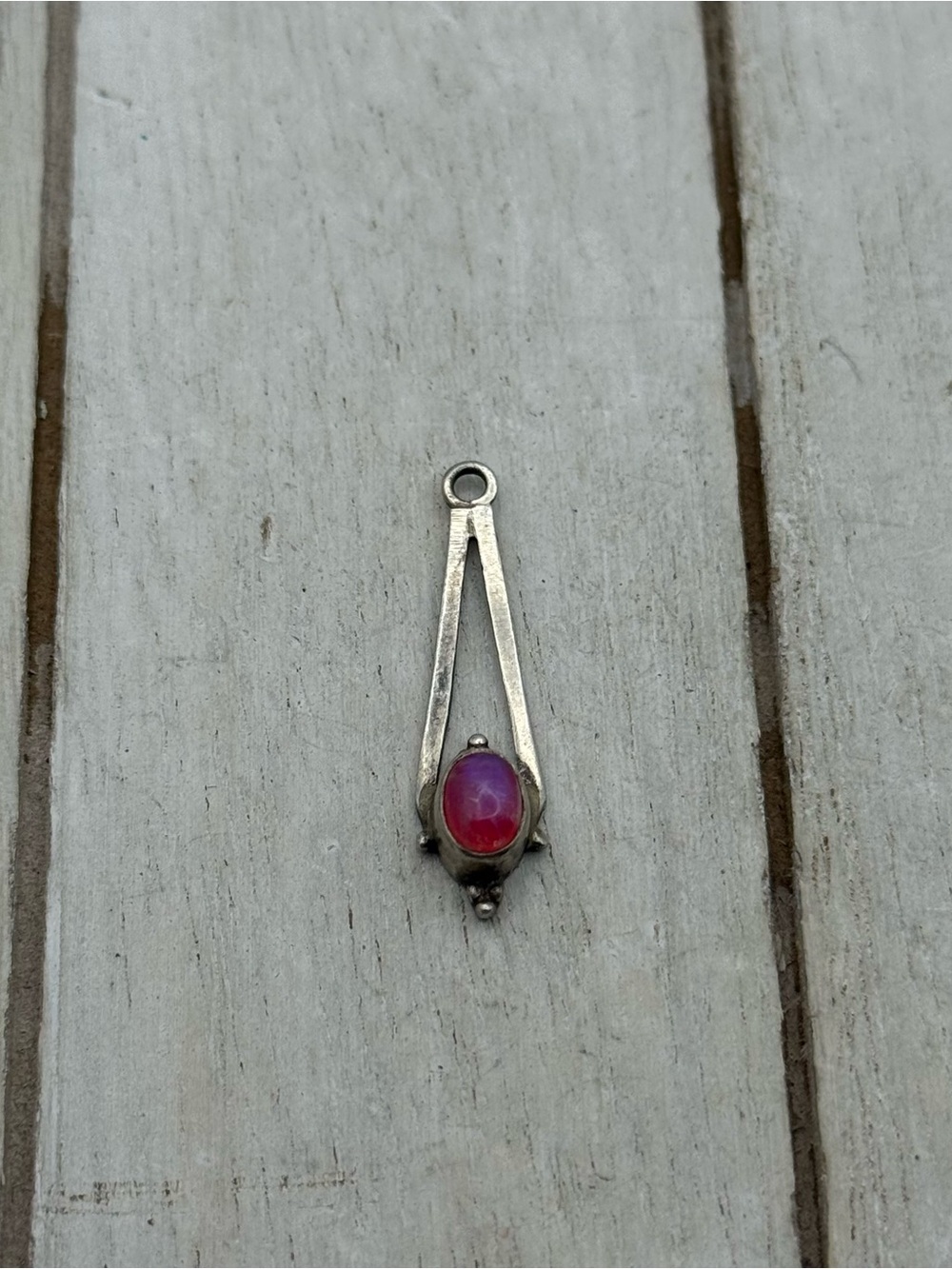 Sterling Silver Pendant with Pink Opal Cabochon Gem